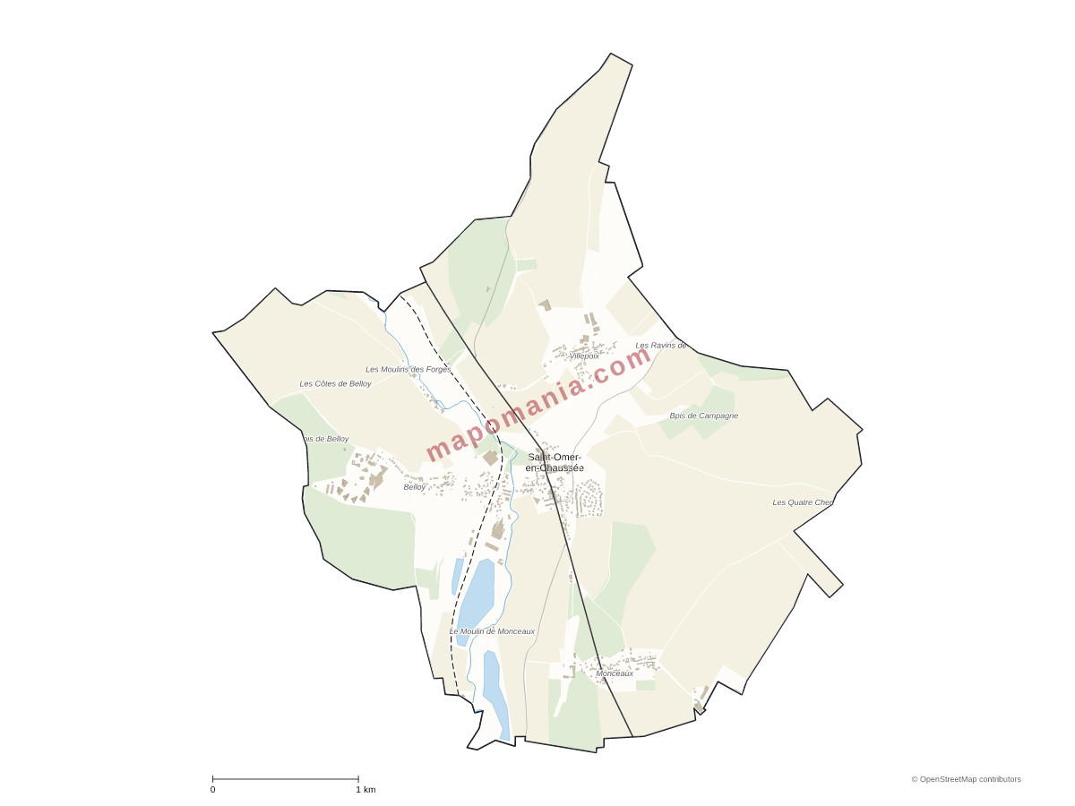 Carte de Saint-Omer-en-Chaussée à personnaliser
