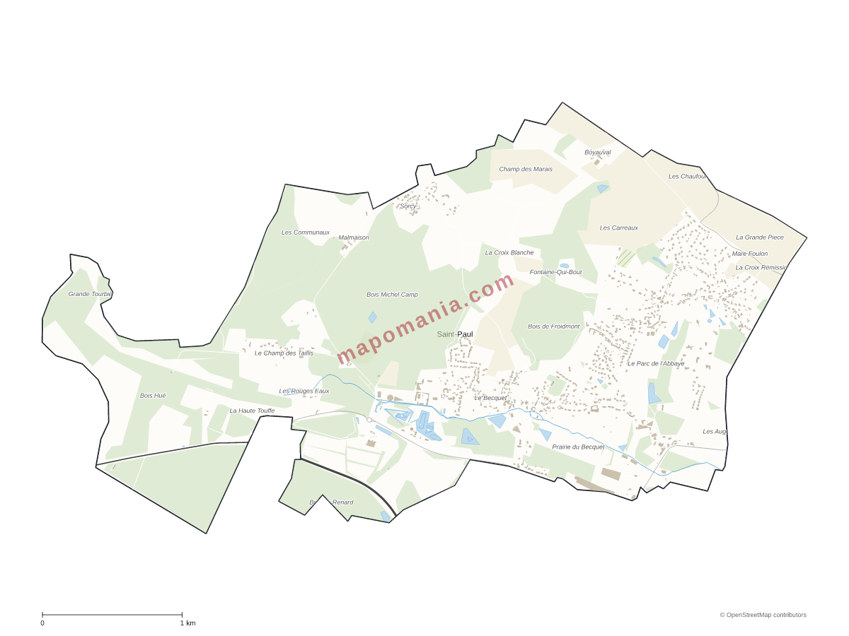 Carte de Saint-Paul à personnaliser