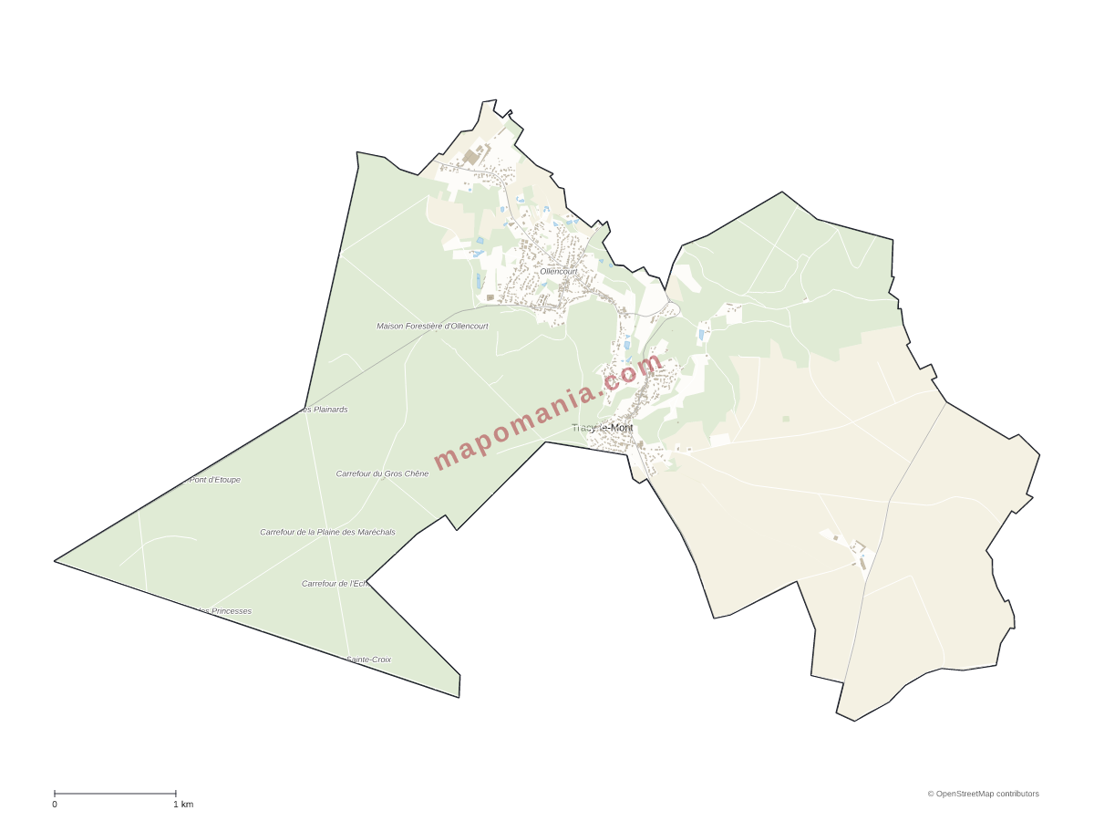 Carte de Tracy-le-Mont à personnaliser