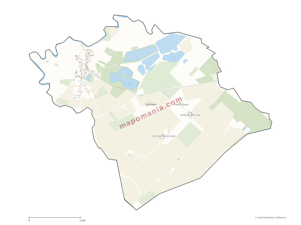 Carte de Varesnes à personnaliser
