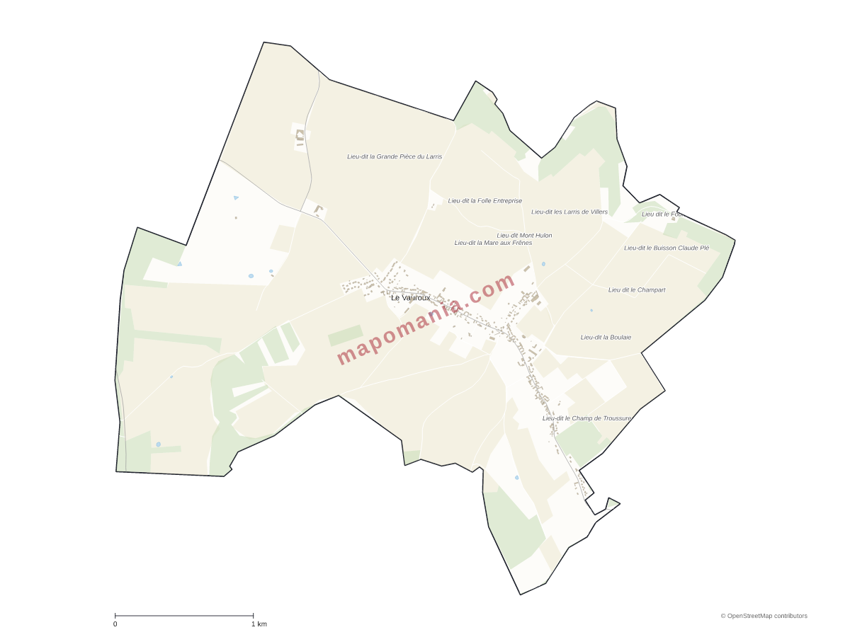Carte de Le Vauroux à personnaliser
