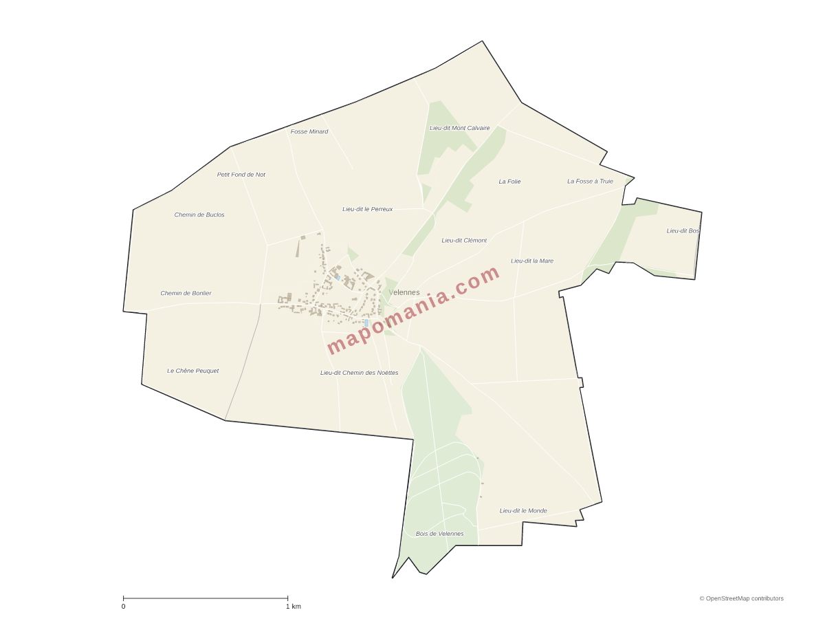 Carte de Velennes à personnaliser