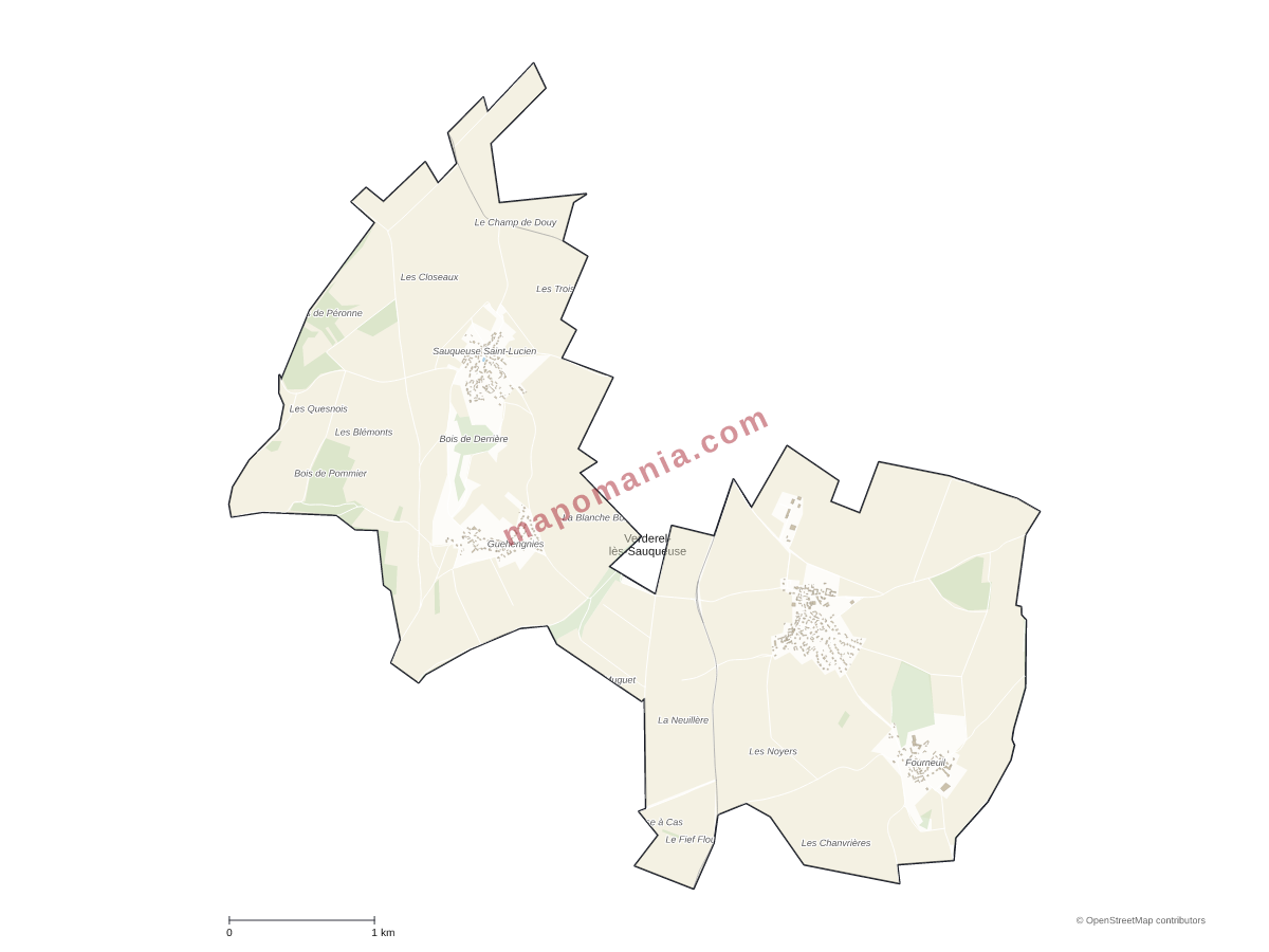 Carte de Verderel-lès-Sauqueuse à personnaliser