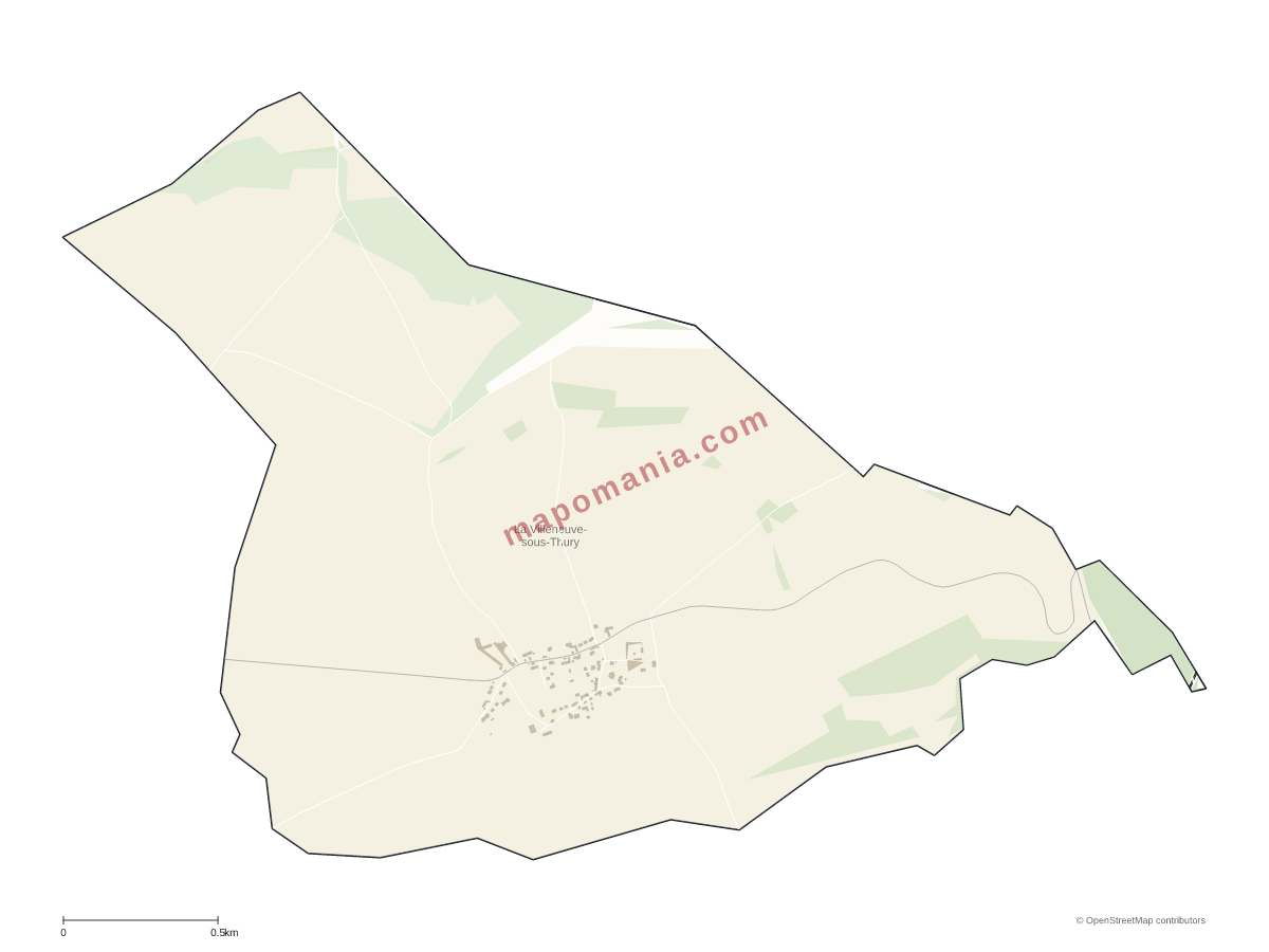 Carte de La Villeneuve-sous-Thury à personnaliser