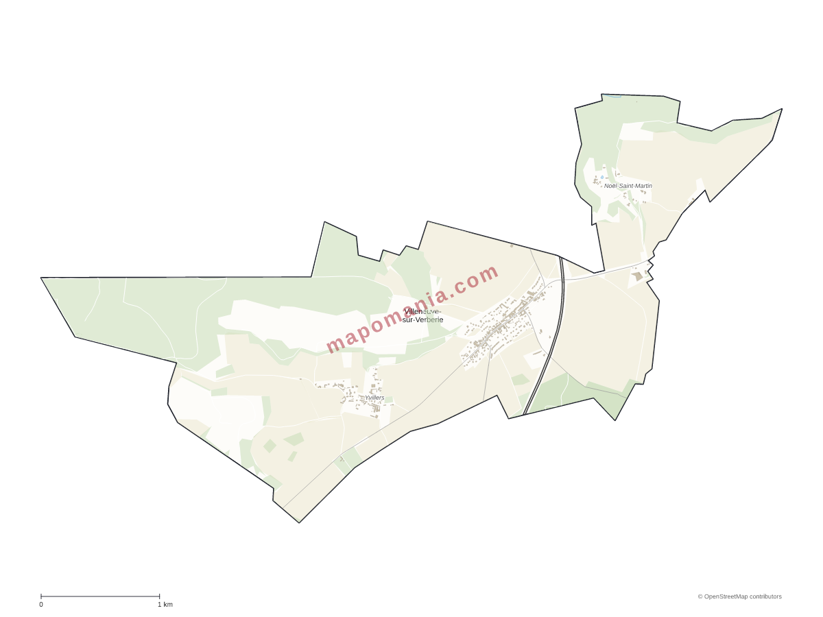 Carte de Villeneuve-sur-Verberie à personnaliser