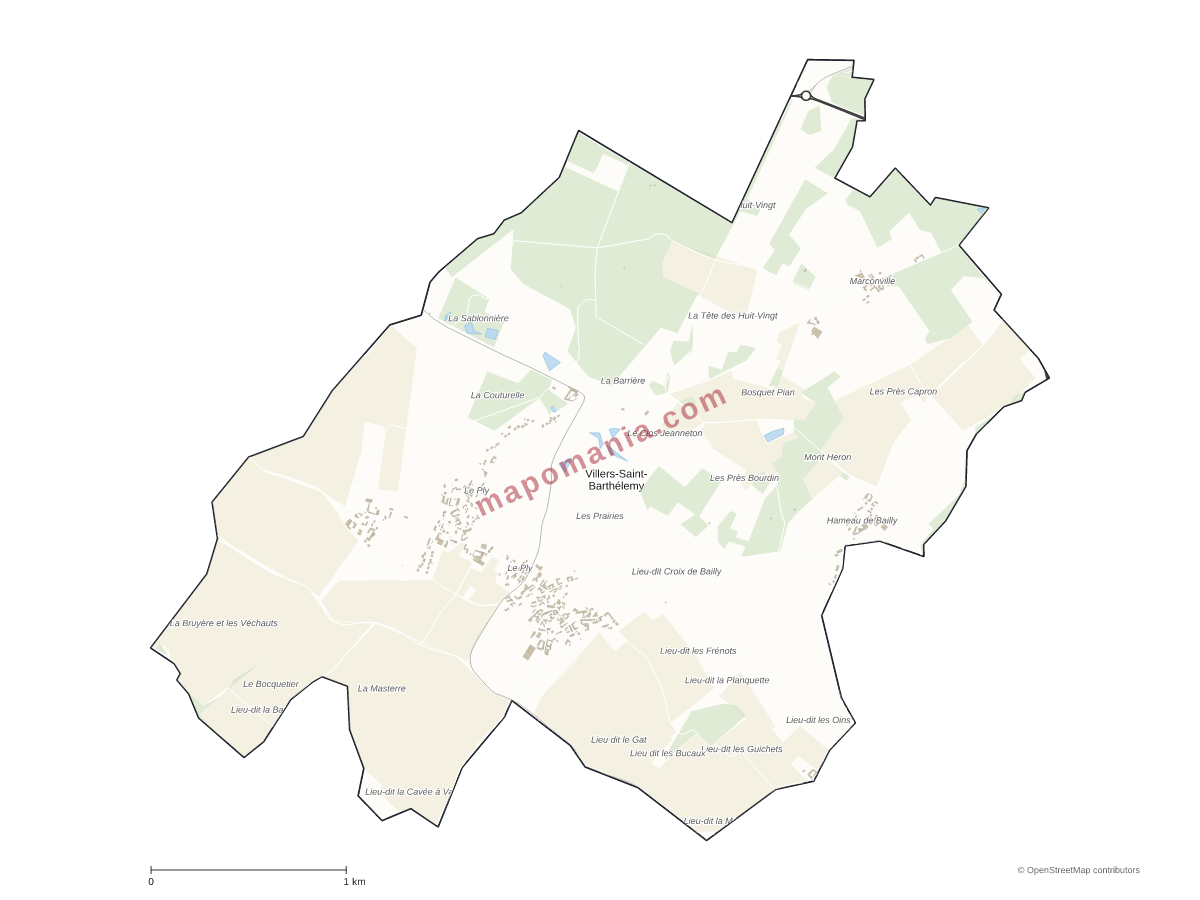 Carte de Villers-Saint-Barthélemy à personnaliser