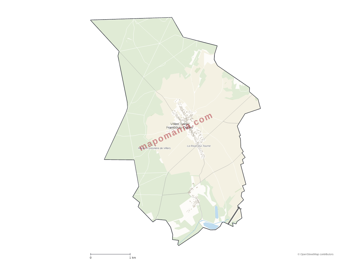 Carte de Villers-Saint-Frambourg-Ognon à personnaliser
