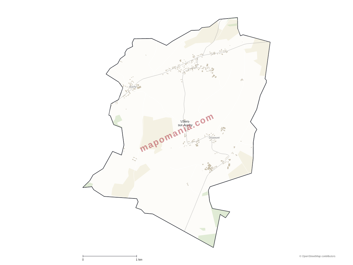Carte de Villers-sur-Auchy à personnaliser