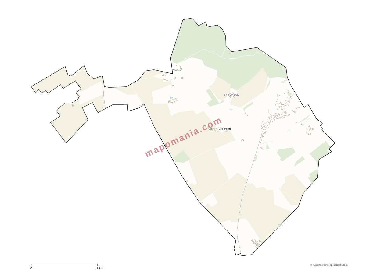 Carte de Villers-Vermont à personnaliser