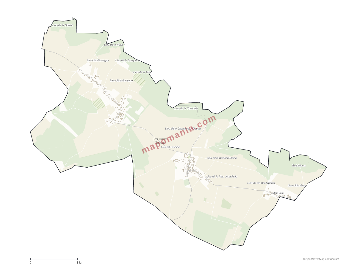 Carte de Les Hauts-Talican à personnaliser