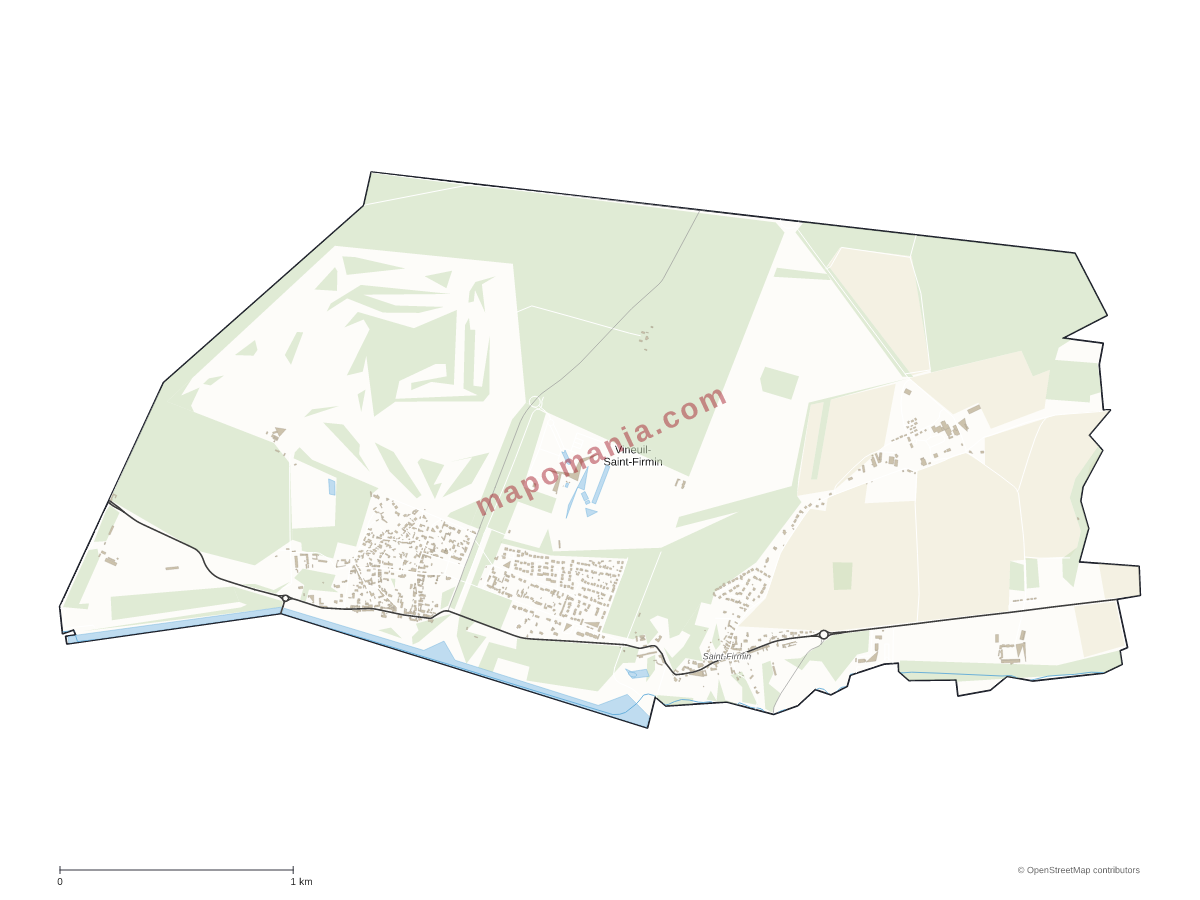 Carte de Vineuil-Saint-Firmin à personnaliser