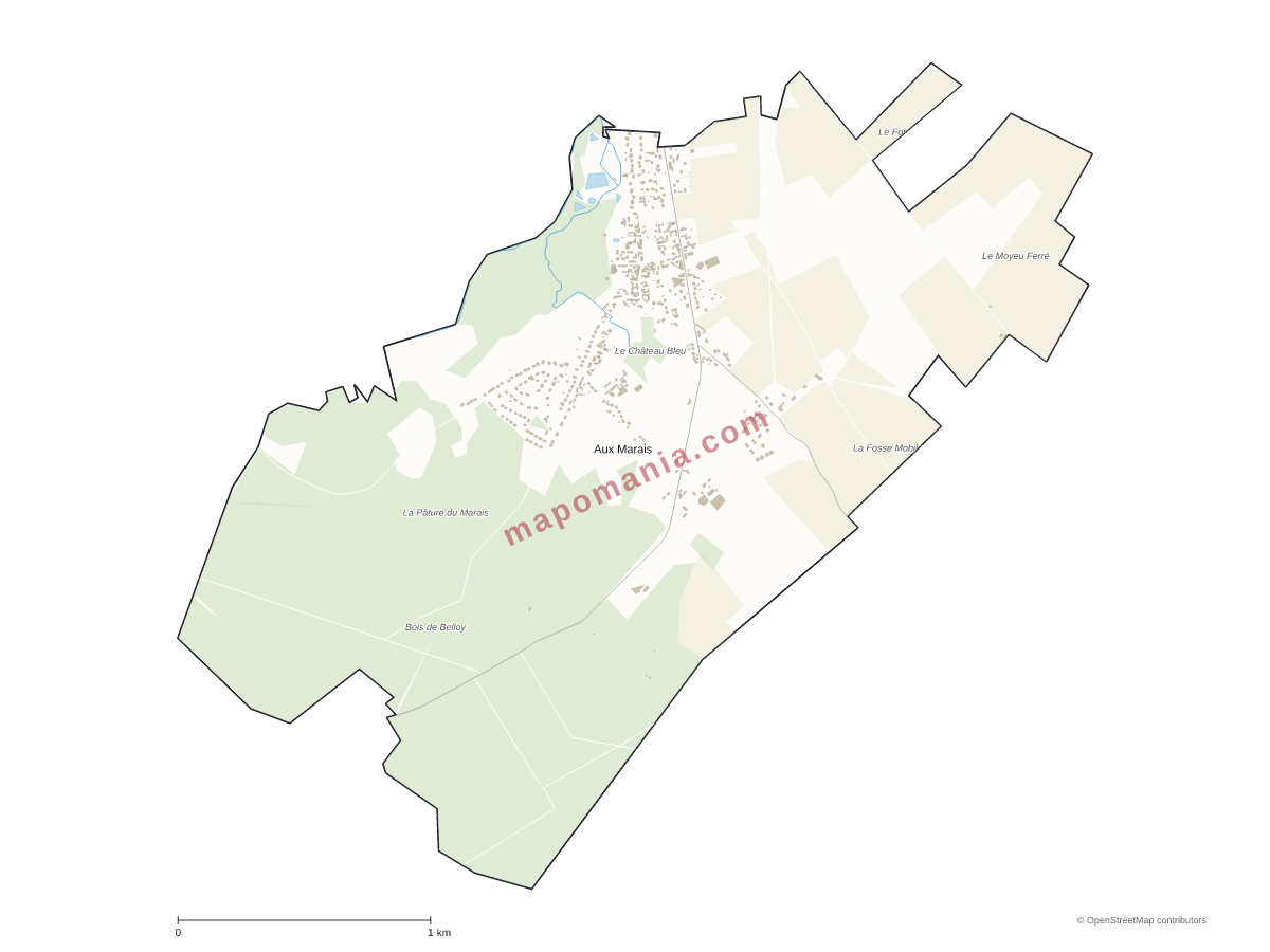 Carte de Aux Marais à personnaliser