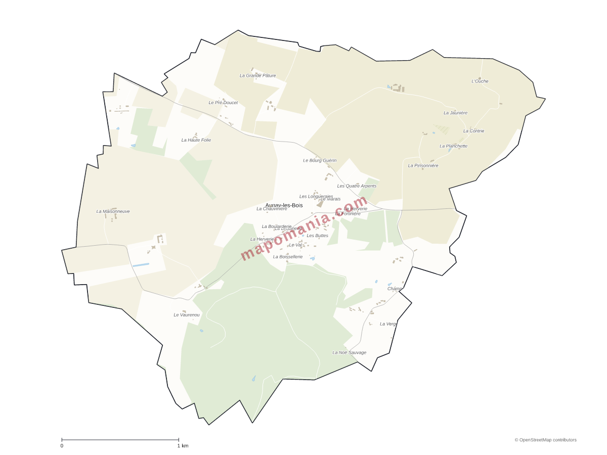 Carte de Aunay-les-Bois à personnaliser
