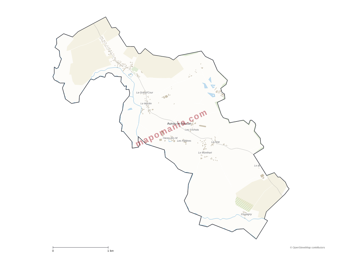 Carte de Aunou-le-Faucon à personnaliser