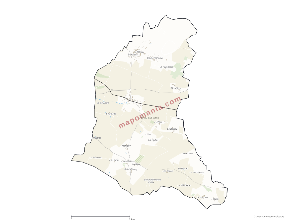Carte de Aunou-sur-Orne à personnaliser