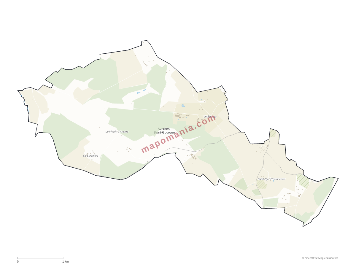 Carte de Avernes-Saint-Gourgon à personnaliser