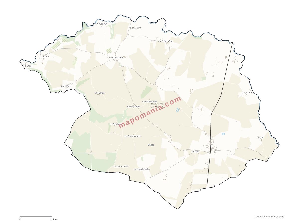 Carte de Bazoches-au-Houlme à personnaliser