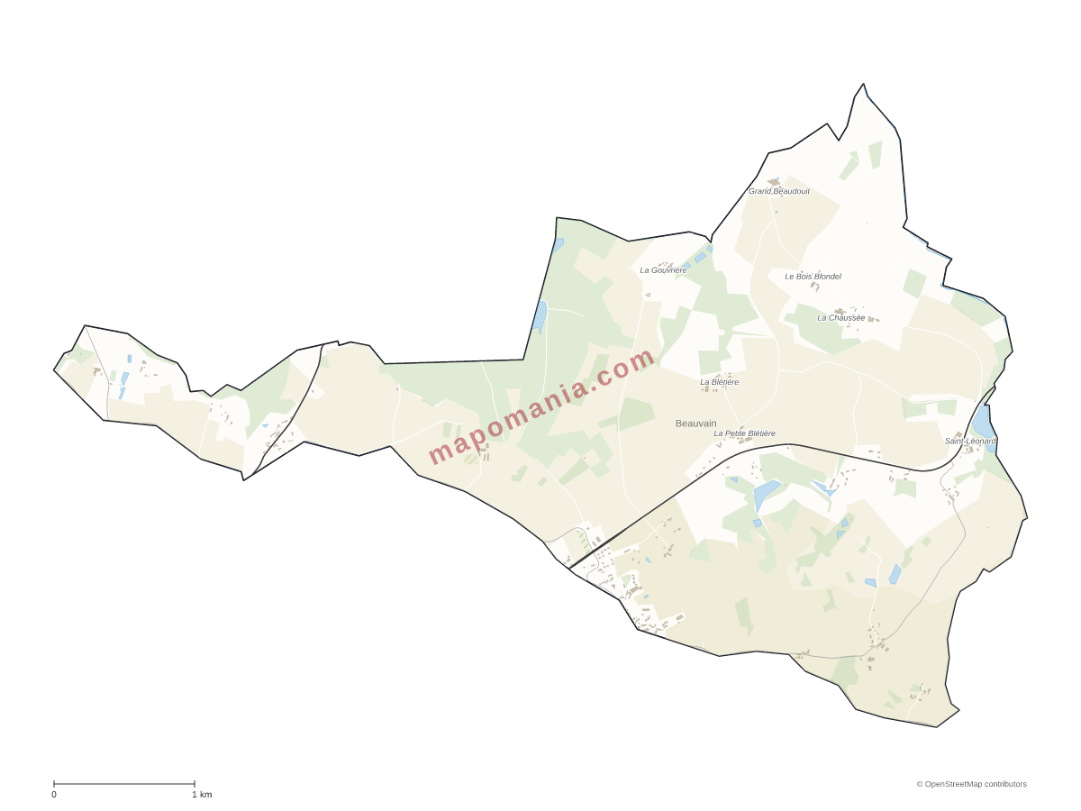 Carte de Beauvain à personnaliser