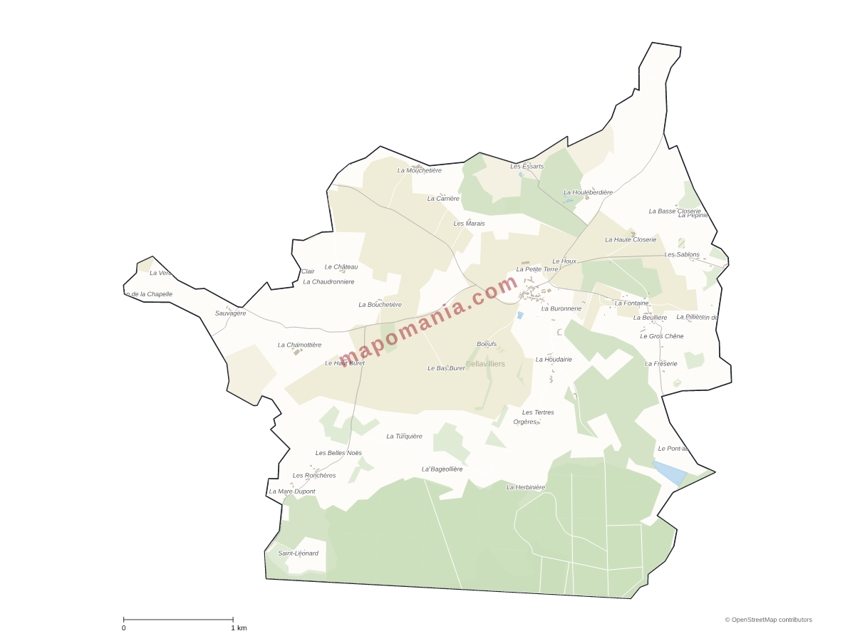 Carte de Bellavilliers à personnaliser