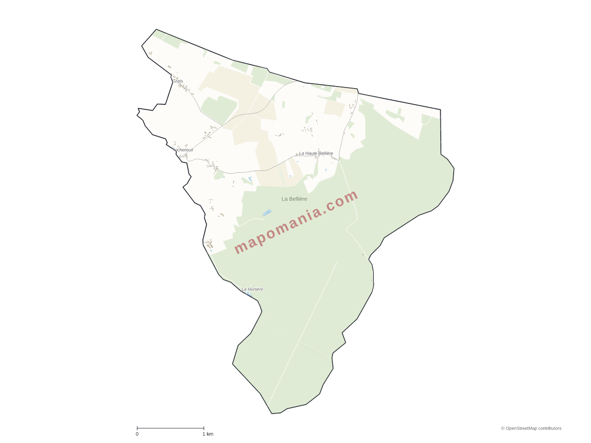 Carte de La Bellière à personnaliser