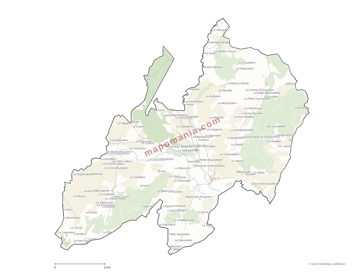 Carte de Cour-Maugis sur Huisne à personnaliser
