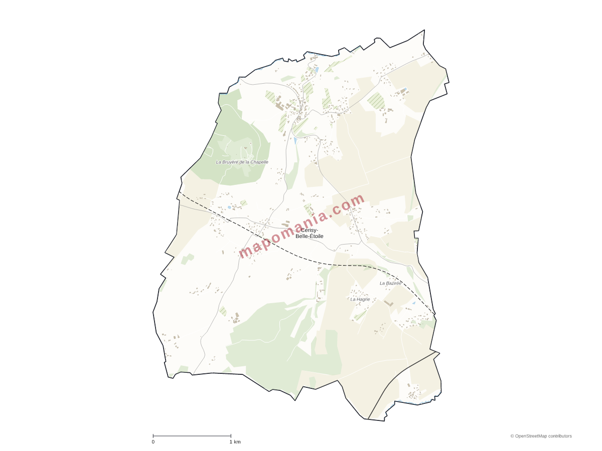 Carte de Cerisy-Belle-Étoile à personnaliser