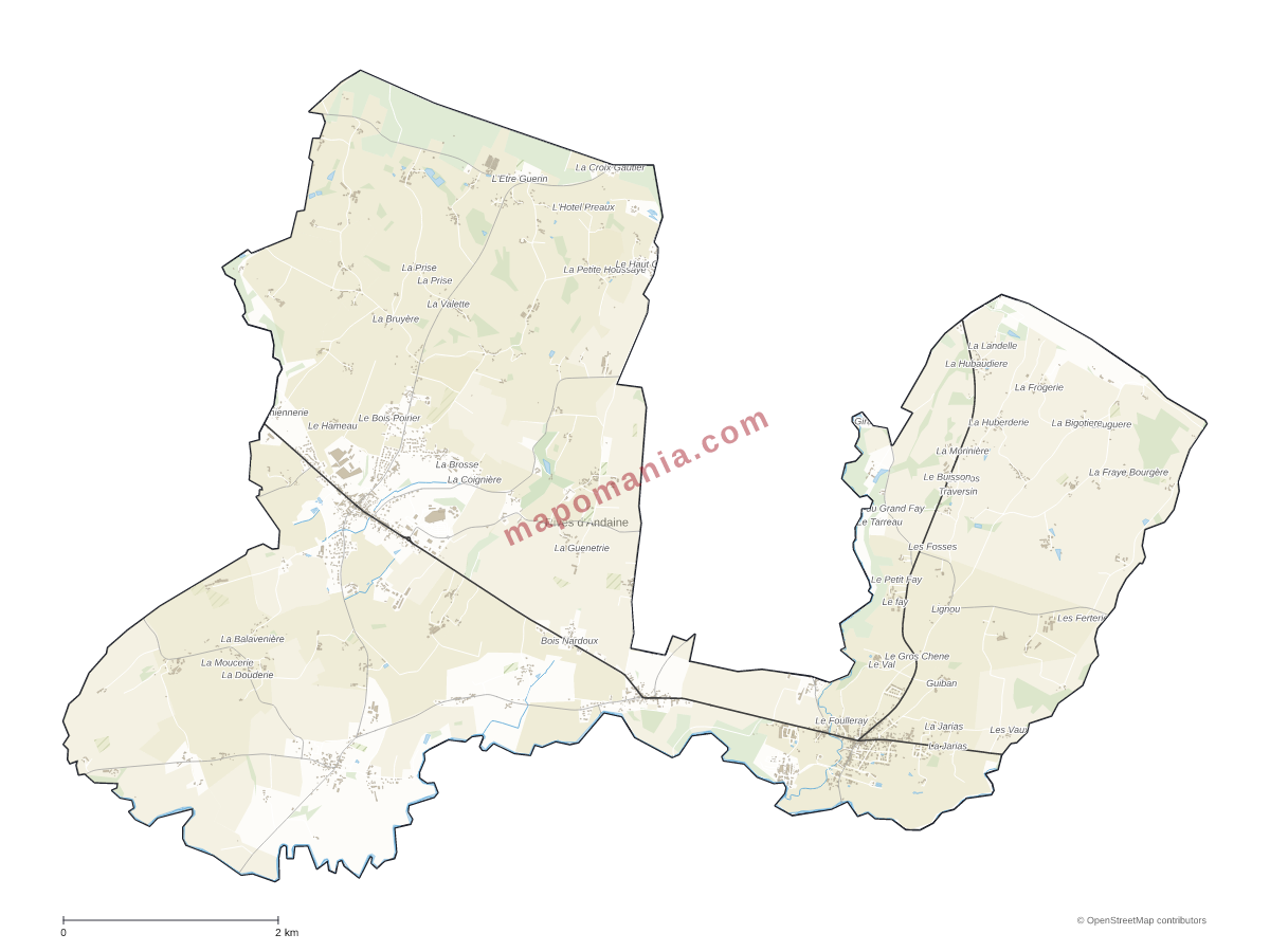 Carte de Rives d'Andaine à personnaliser
