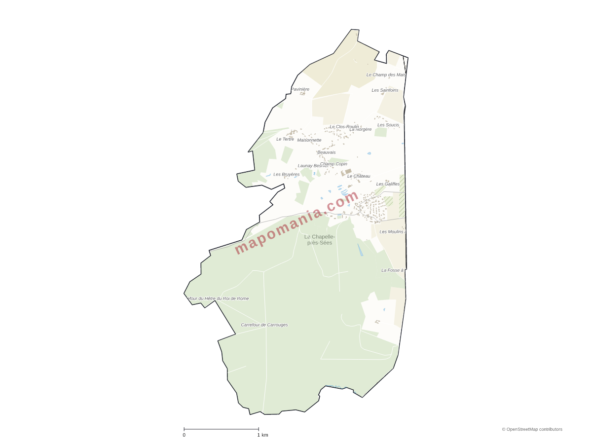 Carte de La Chapelle-près-Sées à personnaliser