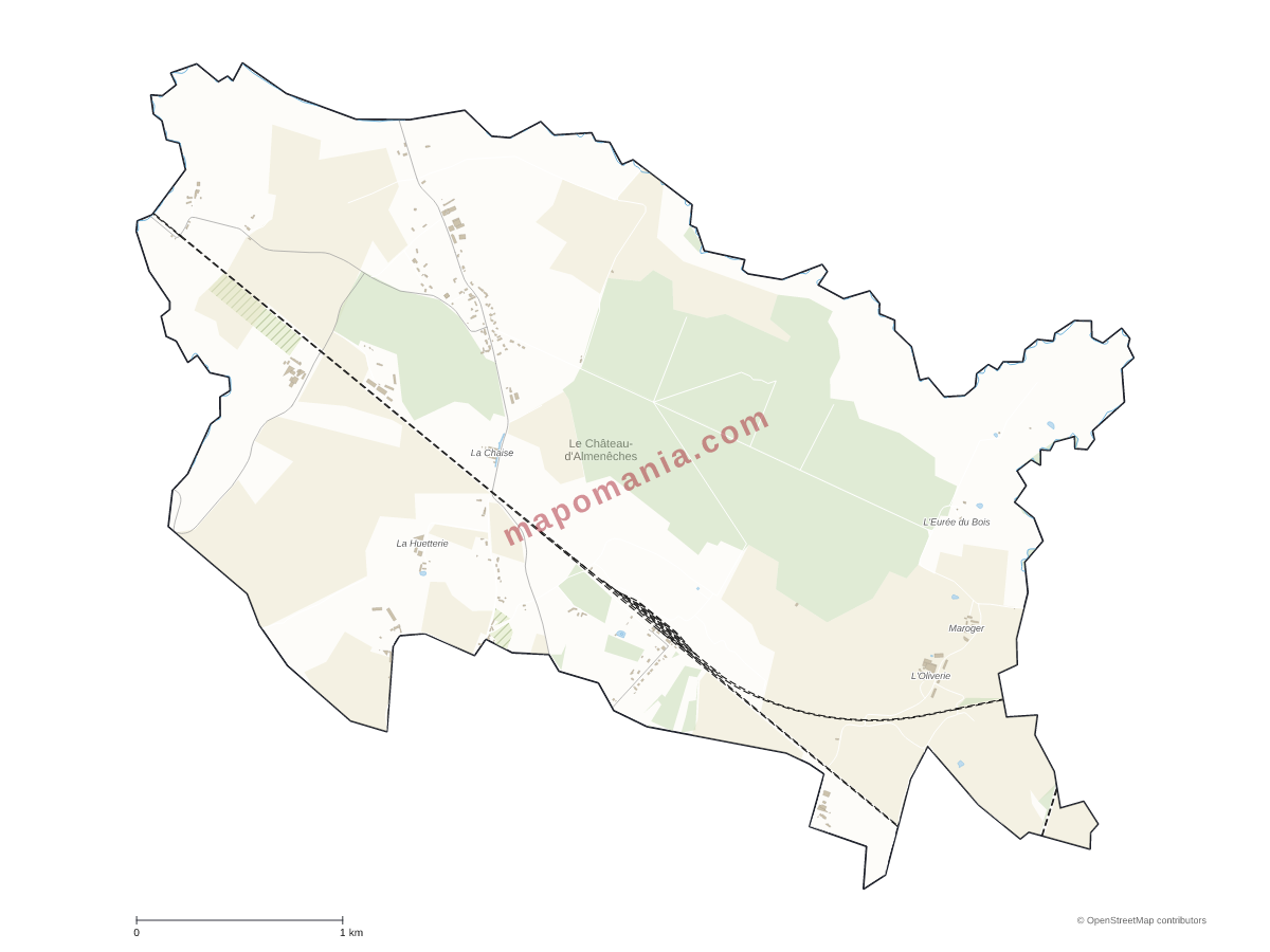 Carte de Le Château-d'Almenêches à personnaliser