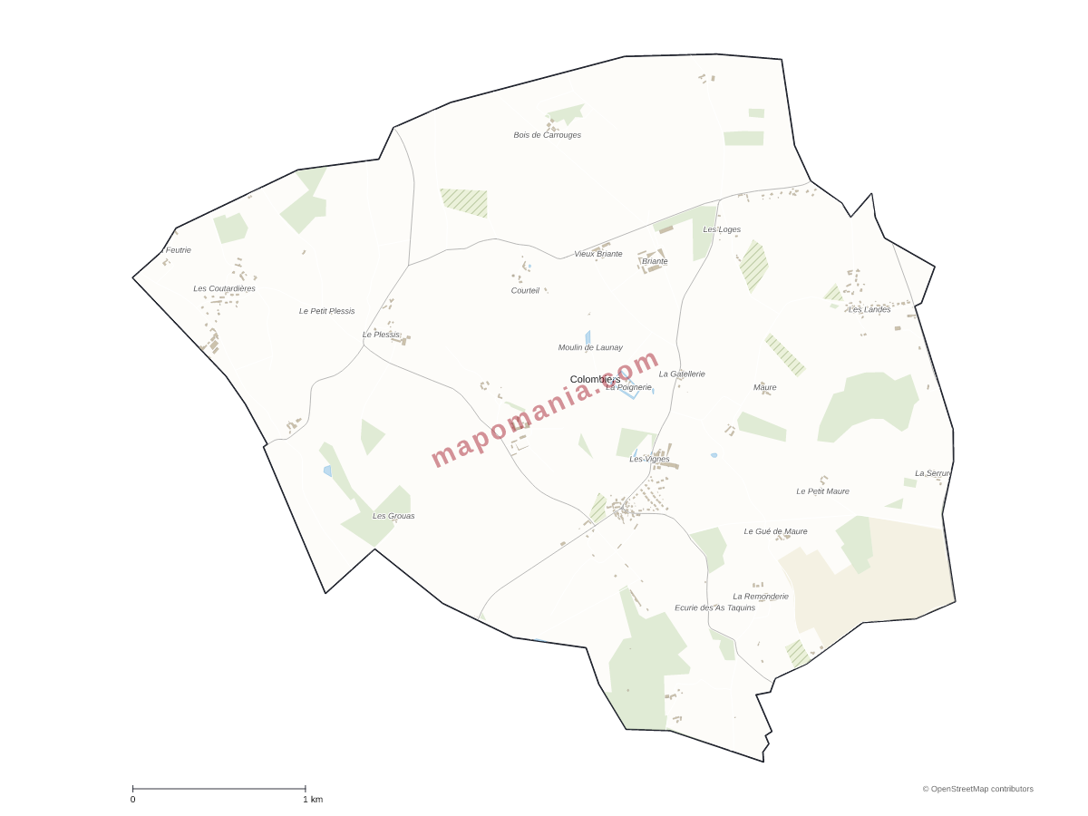 Carte de Colombiers à personnaliser