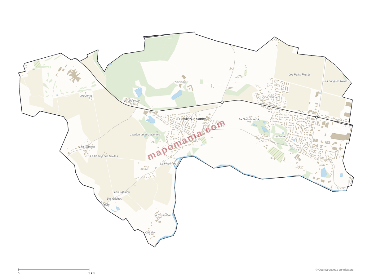 Carte de Condé-sur-Sarthe à personnaliser