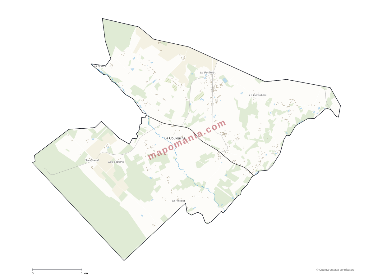 Carte de La Coulonche à personnaliser