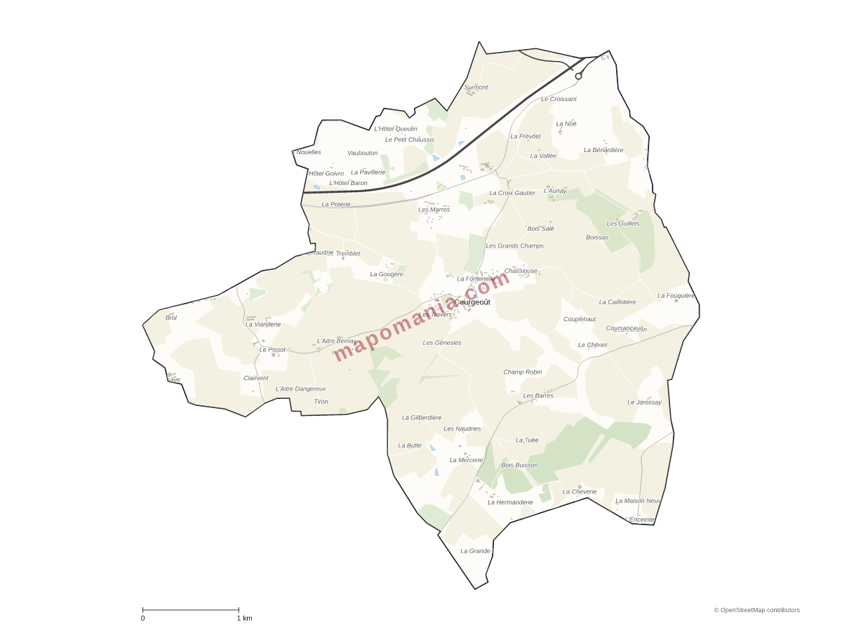 Carte de Courgeoût à personnaliser