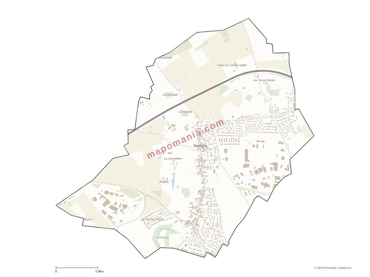 Carte de Damigny à personnaliser