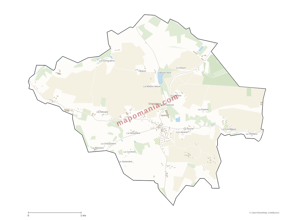 Carte de Dompierre à personnaliser