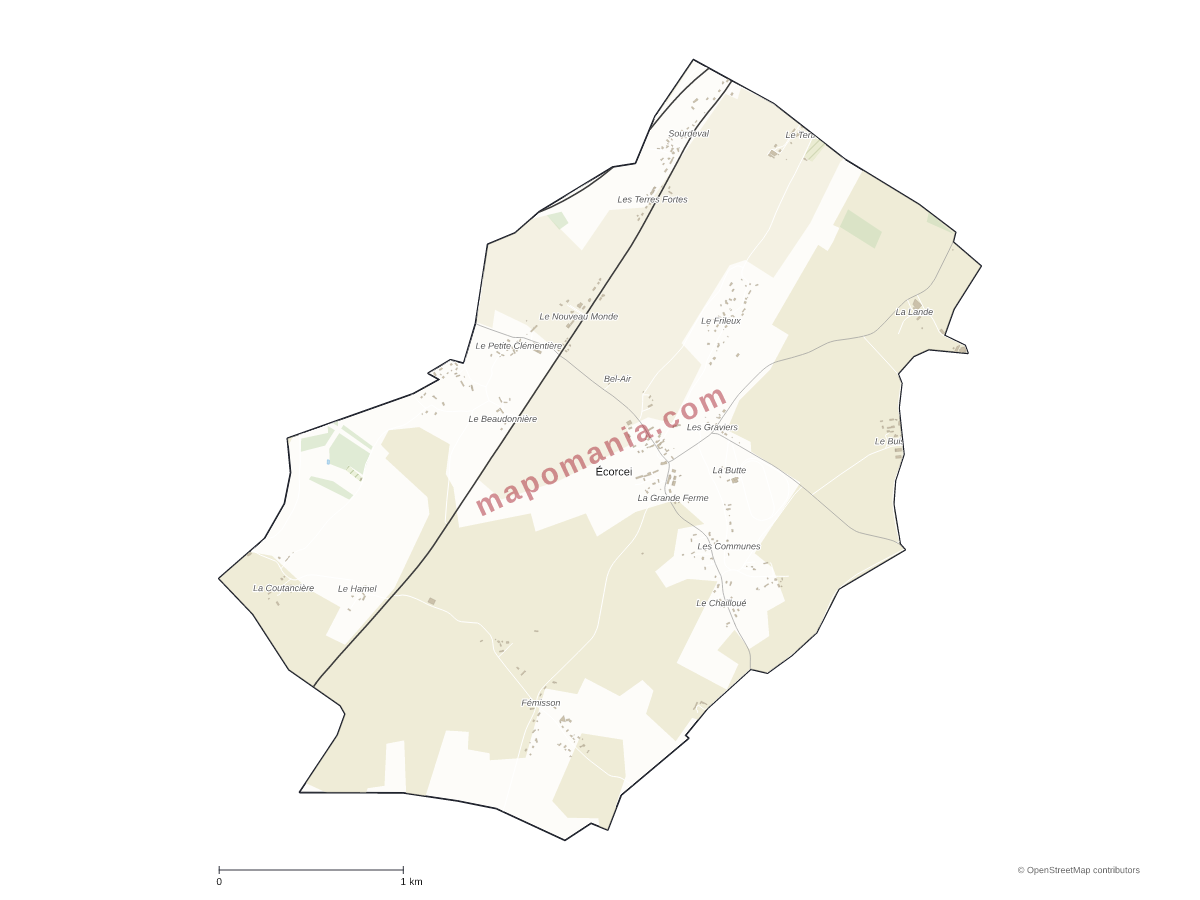 Carte de Écorcei à personnaliser