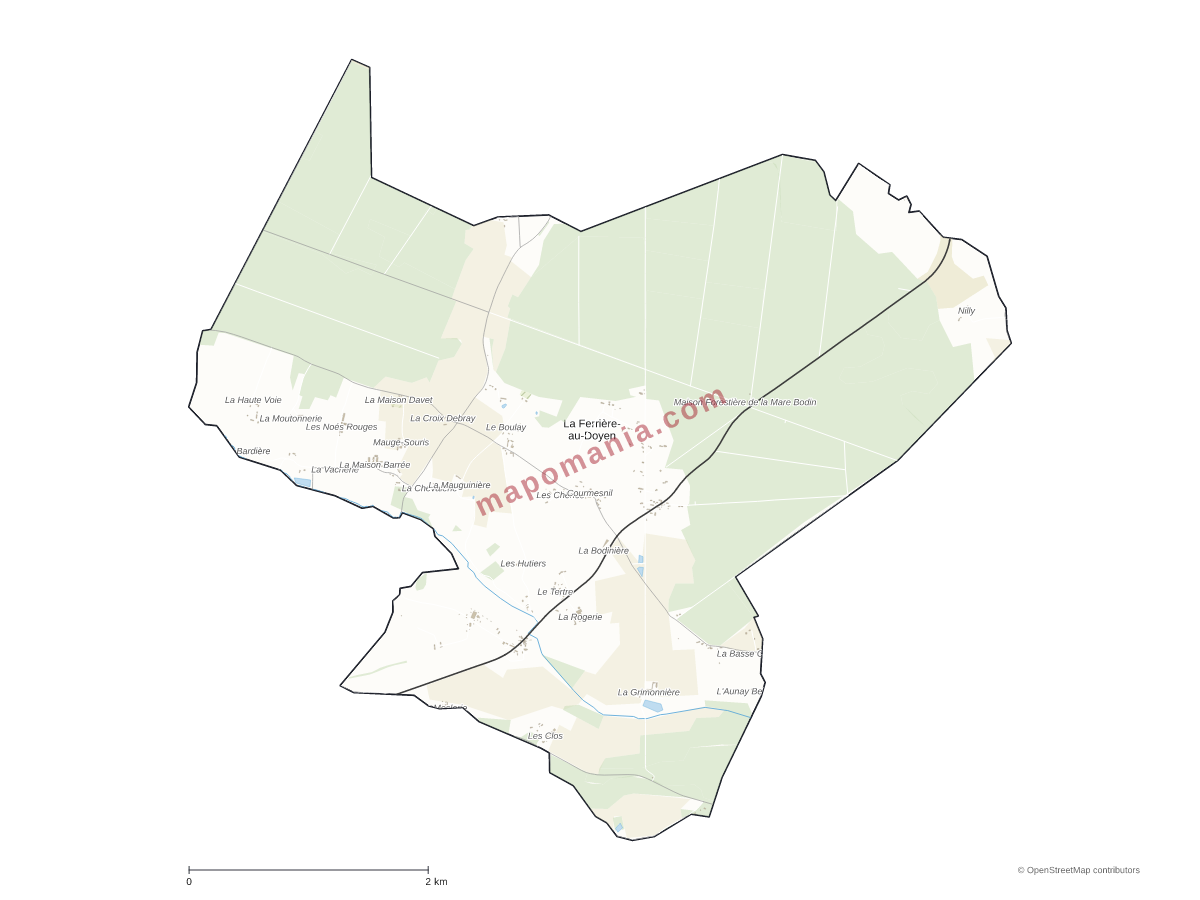 Carte de La Ferrière-au-Doyen à personnaliser