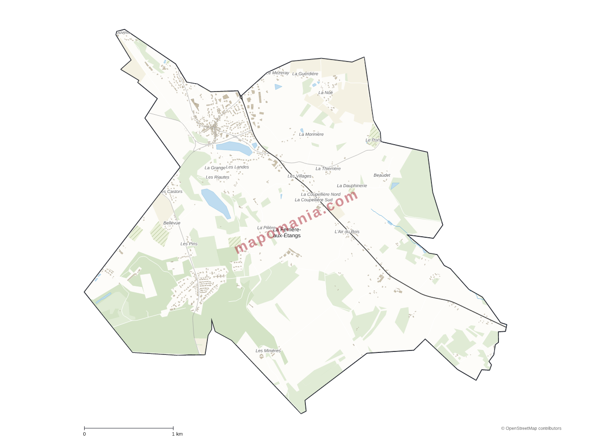 Carte de La Ferrière-aux-Étangs à personnaliser