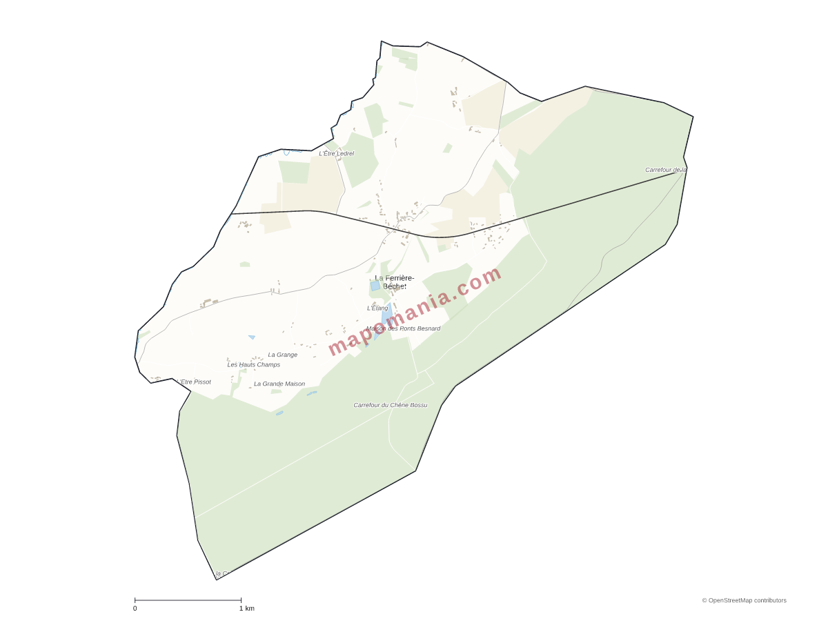 Carte de La Ferrière-Béchet à personnaliser