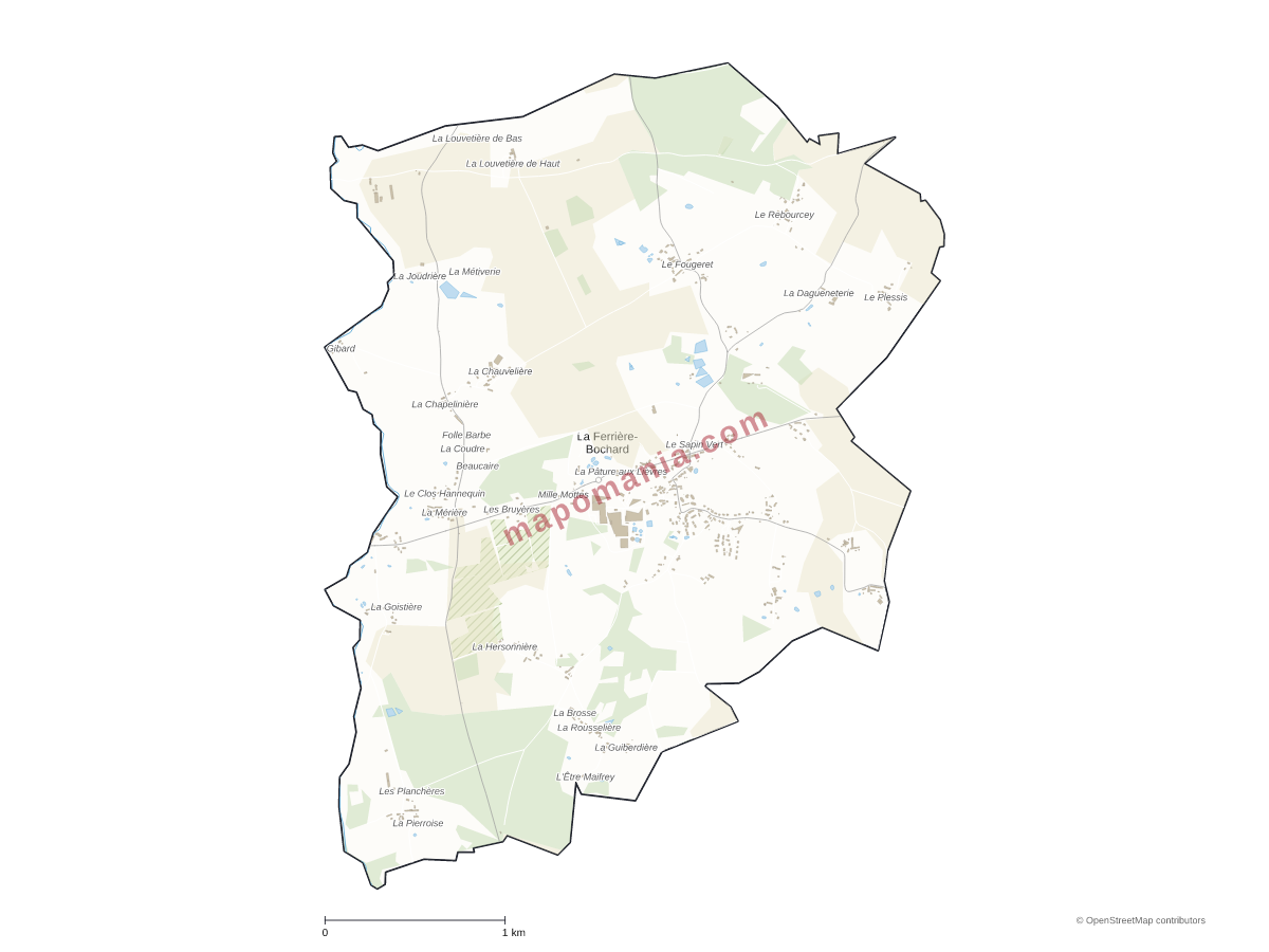Carte de La Ferrière-Bochard à personnaliser
