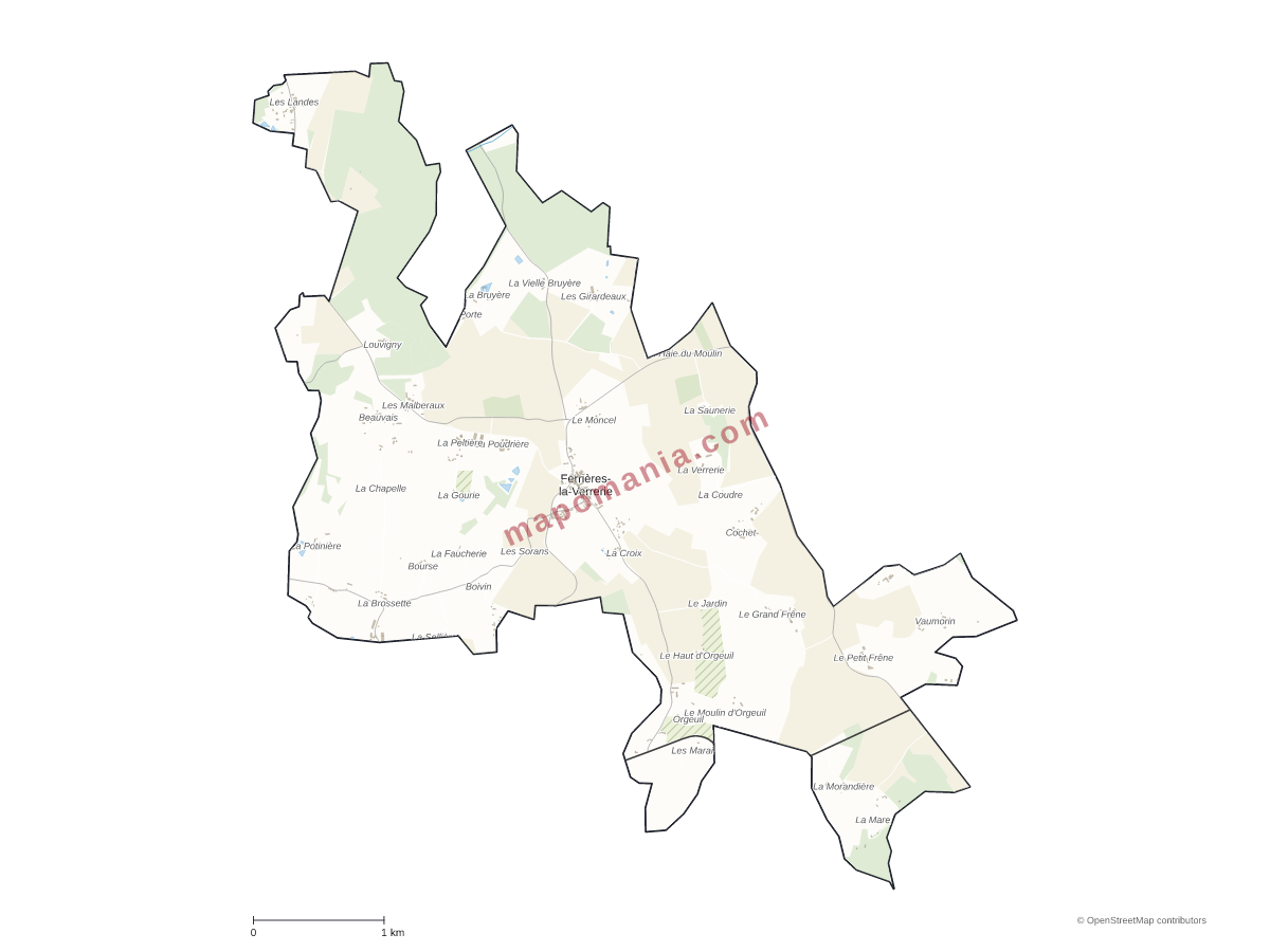 Carte de Ferrières-la-Verrerie à personnaliser