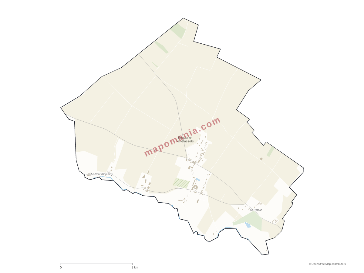Carte de Fontaine-les-Bassets à personnaliser
