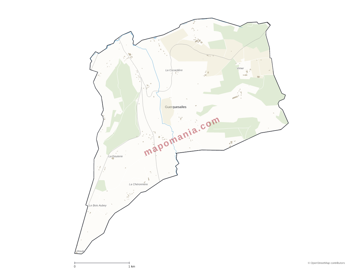 Carte de Guerquesalles à personnaliser
