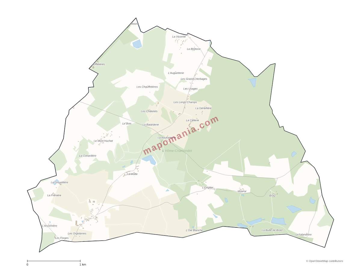 Carte de L'Hôme-Chamondot à personnaliser