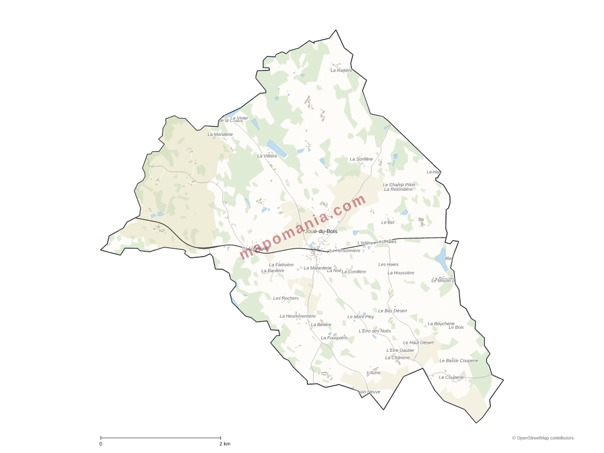 Carte de Joué-du-Bois à personnaliser