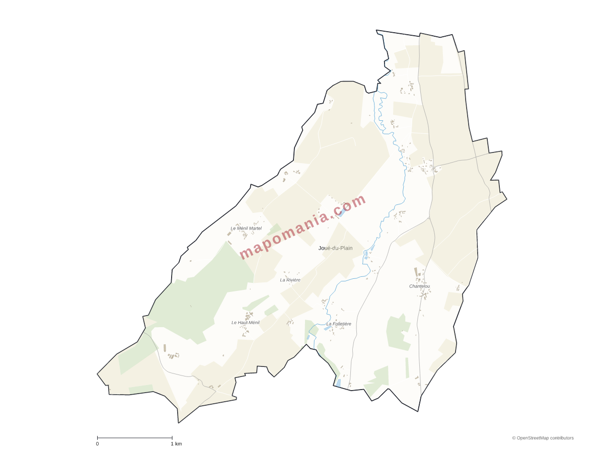 Carte de Joué-du-Plain à personnaliser