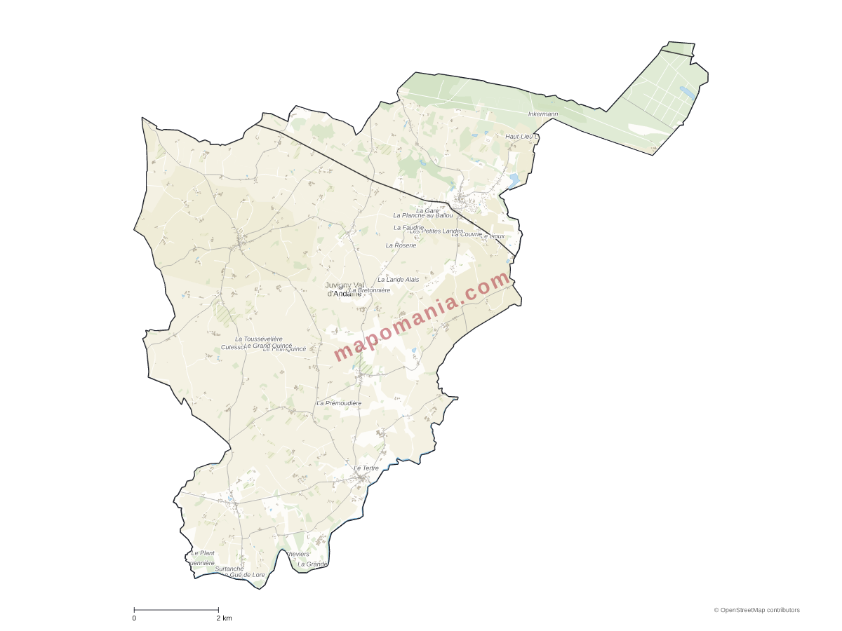 Carte de Juvigny Val d'Andaine à personnaliser