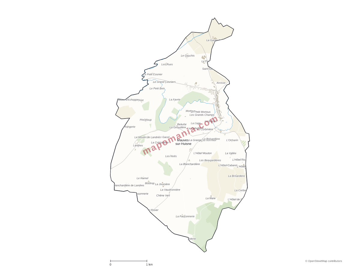 Carte de Mauves-sur-Huisne à personnaliser