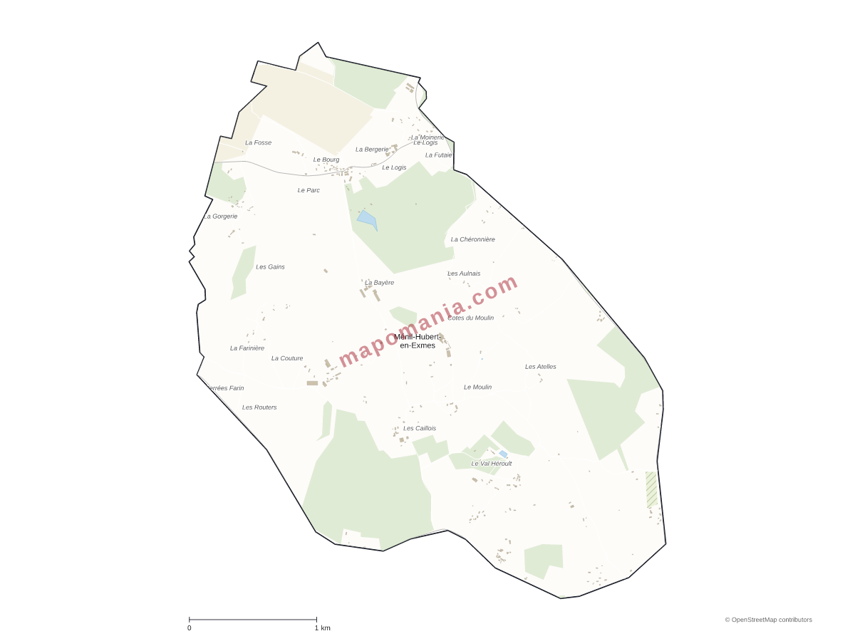 Carte de Ménil-Hubert-en-Exmes à personnaliser