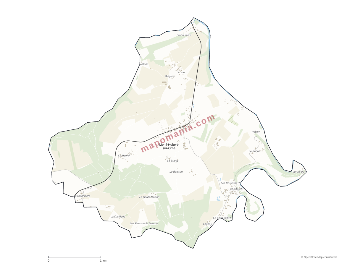 Carte de Ménil-Hubert-sur-Orne à personnaliser